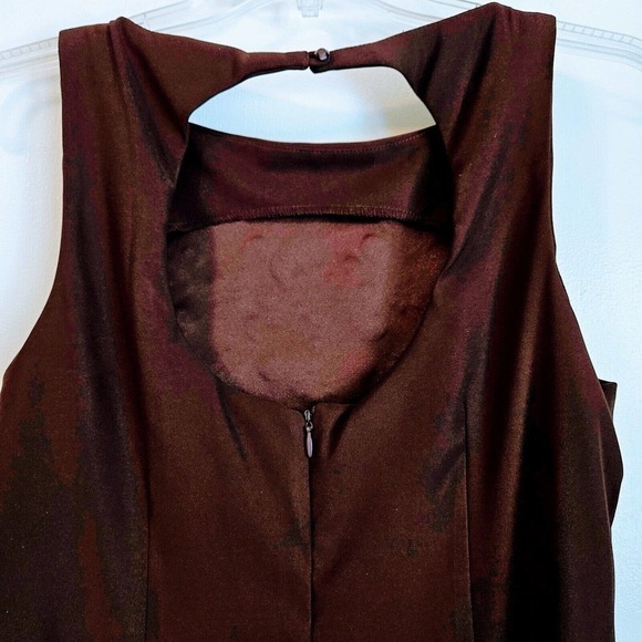 CDC Sparkling Maroon Cocktail Dress Sleeveless Cutout Back Size 10 Midi Length - Picture 5 of 14